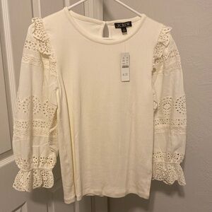 J Crew eyelet sleeve top